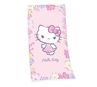 Herding Serviette de Bain en Velours Hello Kitty, 75 x 150 cm, 100% Coton/Velours