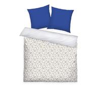 Herding Tom Tailor Housse de Couette, 2 * 80x80 + 200x220 cm, 100% Coton/renforcé, Motif Réversible et Fermeture Eclair Colorée, Fresh Flowers Bleu, Beige (Cobalt & Sunny Sand)