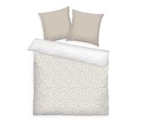Herding Tom Tailor Housse de Couette, 2 * 80x80 + 200x220cm, 100% Coton/renforcé, Motif Réversible et Fermeture Eclair Colorée, Organic Leaves Beige, Blanc (Sunny Sand)