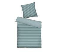 Herding Tom Tailor Housse de Couette,80x80 + 155x220cm, 100% Coton/renforcé, Motif Réversible et Fermeture Eclair Colorée, Medium Stripes Turquoise (Fresh Sage, Smokey Sage)