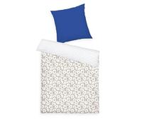 Herding Tom Tailor Housse de Couette, 80x80 cm +135x200 cm, 100% Coton/renforcé, Motif Réversible et Fermeture Eclair Colorée, Fresh Flowers Bleu, Beige (Cobalt & Sunny Sand)