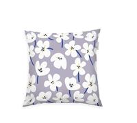Herding Tom Tailor Housse d'oreiller, 40x40 cm, 100% Coton/renforcé, Fermeture Eclair Colorée, Fresh Flowers Violet, Blanc (Soft Lilac & Off White)