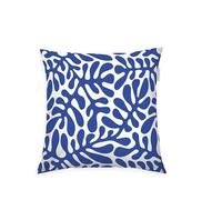 Herding Tom Tailor Housse d'oreiller, 40x40 cm, 100% Coton/renforcé, Fermeture Eclair Colorée, Organic Leaves Bleu, Blanc (Cobalt)