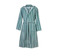 Herding Tom Tailor Peignoir de Bain pour Femmes et Hommes, Taille S, 100% Cotton/Tissu éponge, avec Capuche, Classic Bathrobe Medium Stripes Turquoise (Fresh Sage & Smokey Sage)