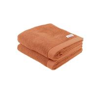 Herding Tom Tailor Serviette, Lot de 2, 50 x 100 cm, 100% Coton/éponge, avec accroche et étiquette avec Logo, Color Bath Towel Orange (Dark Coral)