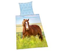 Herding Young Collection Bettwäsche-Set, Pferd Wendemotiv, Bettbezug 135 x 200 cm, Kopfkissenbezug 80 x 80 cm, Flanell/Biber