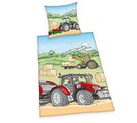 Herding Young Collection Bettwäsche-Set, Traktor-Wendemotiv, Baumwolle, Mehrfarbig, Deutsche Größe