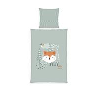 Herding Young Collection Ensemble de literie, Nordic Forest, Motif réversible, taie d'oreiller 65 x 100 cm, Housse de Couette 160 x 210 cm, avec Fermeture éclair, 100% Coton/renforcé