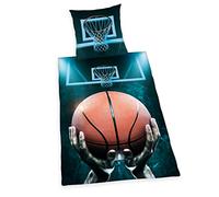 Herding YOUNG COLLECTION Parure de Lit Réversible, Basketball, Housse de Couette 135 x 200 cm, Taie d'Oreiller 80 x 80 cm, Coton/Renforcé