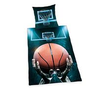 Herding YOUNG COLLECTION Parure de Lit Réversible, Basketball, Housse de Couette 140 x 200 cm, Taie d'Oreiller 70 x 90 cm, Coton/Renforcé