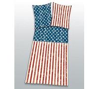 Herding YOUNG COLLECTION Parure de Lit Réversible, Drapeau Américain, Housse de Couette 140 x 200 cm, Taie d'Oreiller Réversible 65 x 65 cm, Coton/Renforcé
