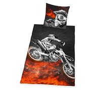 Herding YOUNG COLLECTION Parure de Lit Réversible, Motocross, Housse de Couette 135 x 200 cm, Taie d'Oreiller 80 x 80 cm, Polyester
