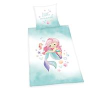 Herding Young Collection Parure de Lit Sirène, Taie d'Oreiller 70 x 90 cm, Housse de Couette 140 x 200 cm, Avec Fermeture Éclair, Coton