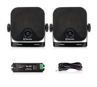 Herdio 120 W 4" Pouces Bluetooth Haut-parleurs externes Système stéréo Marin étanche pour Bateau, Magasin, Jardin, Camping-Car, Camion ATV UTV Moto. (Vendu par Paire,Noir)