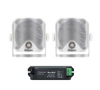 Herdio 120 W 4" Pouces Bluetooth Haut-parleurs externes Système stéréo Marin étanche pour Bateau, Magasin, Jardin, Camping-Car, Camion ATV UTV Moto. (Vendu par Paire,Blanc)