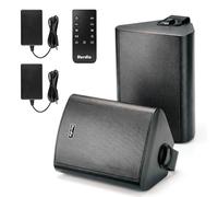 Herdio 4" 200W Max Power Wall Mount Outdoor Bluetooth Speakers, Be Waterproof and Able to Wireless Multi-Connection Up to 20 Units for Patio/Porch/Balcony (Black, 2-Pack)
