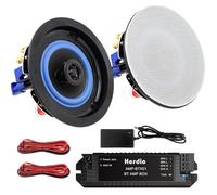Herdio 4 Pouces 160 Watts Haut-Parleur de Plafond de Salle de Bain, Enceintes Plafond Bluetooth à 2 Voies pour, Cuisine, Chambre, terrasse Couverte(2 Haut-parleurs)