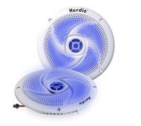Herdio 6.5 inch 240W Haut-parleurs Marins étanches - 2 Voies résistants aux intempéries avec lumières LED, et Style Mince à Profil Bas pour Bateaux et véhicules récréatifs (Blanc)