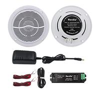 Herdio 6,5 Pouces 2 Voies 120 Watts Haut-parleurs de Plafond Marins étanches, Parfaits pour la Cuisine de Salle de Bain de Bateau, Compatible avec Bluetooth,1 Paire, Blanc