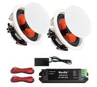 Herdio 8 Pouces 400 Watts Haut-parleurs de Plafond Bluetooth - Enceintes Bluetooth encastrées à 2 Voies Parfait pour Salle de Bain, Cuisine, Chambre, Porche Couvert (2 Haut-parleurs)