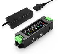 Herdio Amplificateur 4 canaux Bluetooth 5.0 Amp Récepteur de puissance de sortie 120 W avec alimentation 24 V 5 A AC-DC Montage mural, USB/MIC/AUX/TWS (40 W par canal)