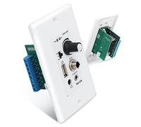 Herdio Bluetooth Wall Amplifier 4 Channels Volume Control Wall Plate USB/MIC/AUX(3.5mm) Inputs Connect 4 Speakers with 12V 3A Power Supply,HWA-16BT-4CH