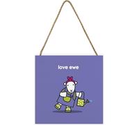 Herdy - Plaque "Love Ewe" PM9445 (20 cm x 20 cm x 2,7 cm) (Violet/Vert/Blanc)