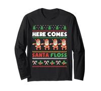 Here Comes Santa Floss Ugly Christmas pour garçons, Enfants et Hommes Manche Longue