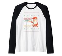 Here Comes Santa Floss Ugly Christmas pour garçons, Enfants et Hommes Manche Raglan
