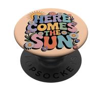 Here Comes Sun Retro Flower Spring Happy Summer PopSockets PopGrip Adhésif