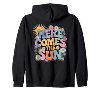 Here Comes Sun Retro Flower Spring Happy Summer Sweat à Capuche
