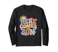 Here Comes The Sun Retro Flower Spring Happy Summer Manche Longue