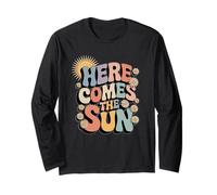 Here Comes The Sun Retro Flower Spring Happy Summer Manche Longue