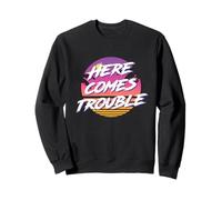 Here Comes Trouble années 80 Style décontracté coloré Sweatshirt