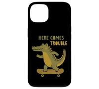 Here Comes Trouble Crocodile Skateboard Planche à roulettes Coque pour iPhone 13