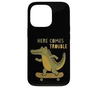 Here Comes Trouble Crocodile Skateboard Planche à roulettes Coque pour iPhone 13 Pro