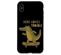 Here Comes Trouble Crocodile Skateboard Planche à roulettes Coque pour iPhone XS Max