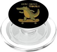 Here Comes Trouble Crocodile Skateboard Planche à roulettes PopSockets PopGrip pour MagSafe