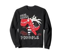Here Comes Trouble Dino Mignon Dinosaure Garçon Fille Sweatshirt