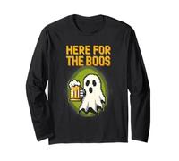 Here for The Boos Funny Pixel Art Fantôme Halloween Manche Longue