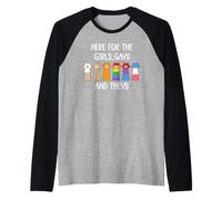 Here for The Girls Gays and Theys LGBT Ally Pride Cat LGBTQ Manche Raglan