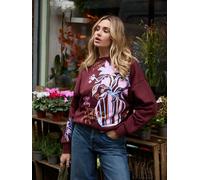 Here for the T Here for the T Brown Floral Vase Graphic Oversized Crew Neck Sweatshirt