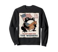 Here for The Wiener Grumpy Frog Hot Dog 4 Juillet Japonais Sweatshirt