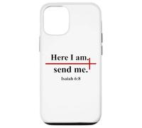 Here I Am Send Me Isaiah 6:8 Bible Verse Christian Cross Coque pour iPhone 12/12 Pro