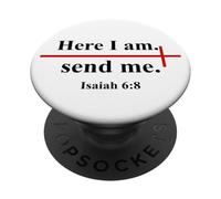 Here I Am Send Me Isaiah 6:8 Bible Verse Christian Cross PopSockets PopGrip Adhésif