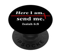 Here I Am Send Me Isaiah 6:8 Christian Cross Bible Verse PopSockets PopGrip Adhésif