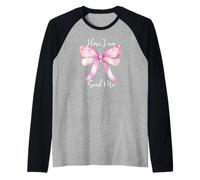 Here I Am Send Me Women Lord Send Me Christian Pink Bow Blue Manche Raglan