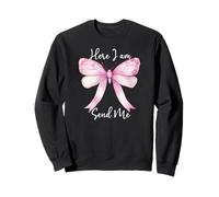 Here I Am Send Me Women Lord Send Me Christian Pink Bow Blue Sweatshirt