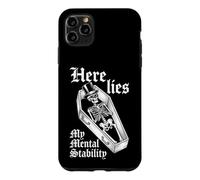 Here Lies My Mental Stability - Squelette Amusant pour dire Attitude Coque pour iPhone 11 Pro Max