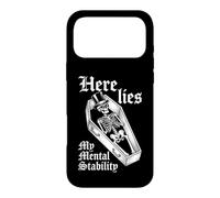 Here Lies My Mental Stability - Squelette Amusant pour dire Attitude Coque pour iPhone 17 Pro Max